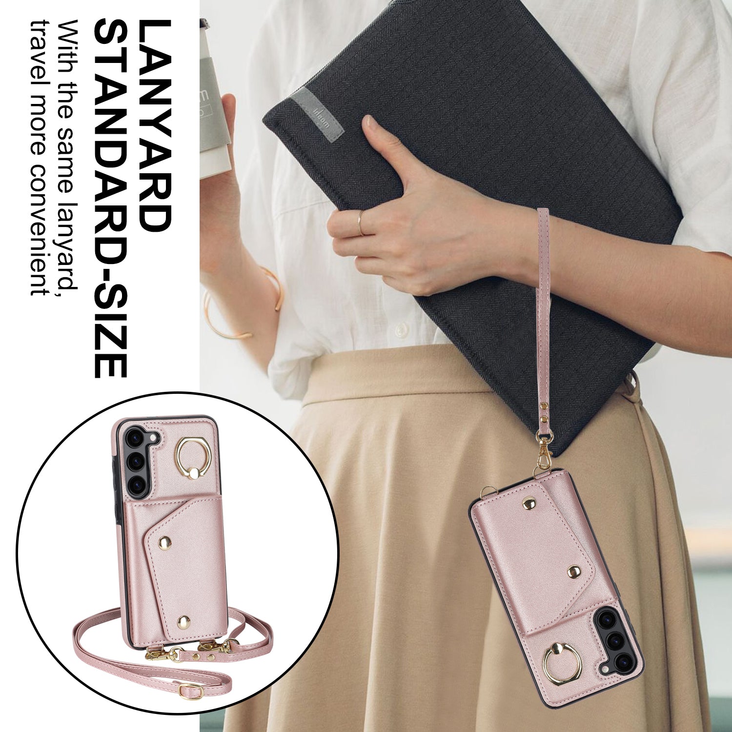 Crossbody Phone Case for Samsung Galaxy S23 Kickstand Zipper Wallet PU Leather Coated TPU Cover Crossbody Phone Case for Samsung Galaxy S23 Kickstand Zipper Wallet PU Leather Coated TPU Cover
